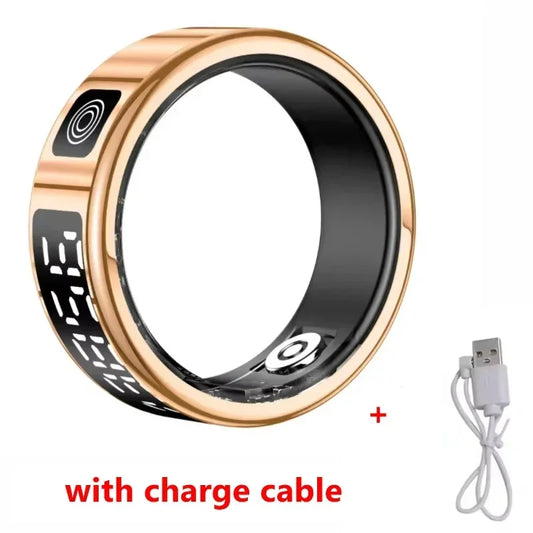 Smart Ring with Charging Case – 5ATM Waterproof Fitness & Health Tracker with Heart Rate, SpO₂, Sleep Monitoring, and LCD Display
