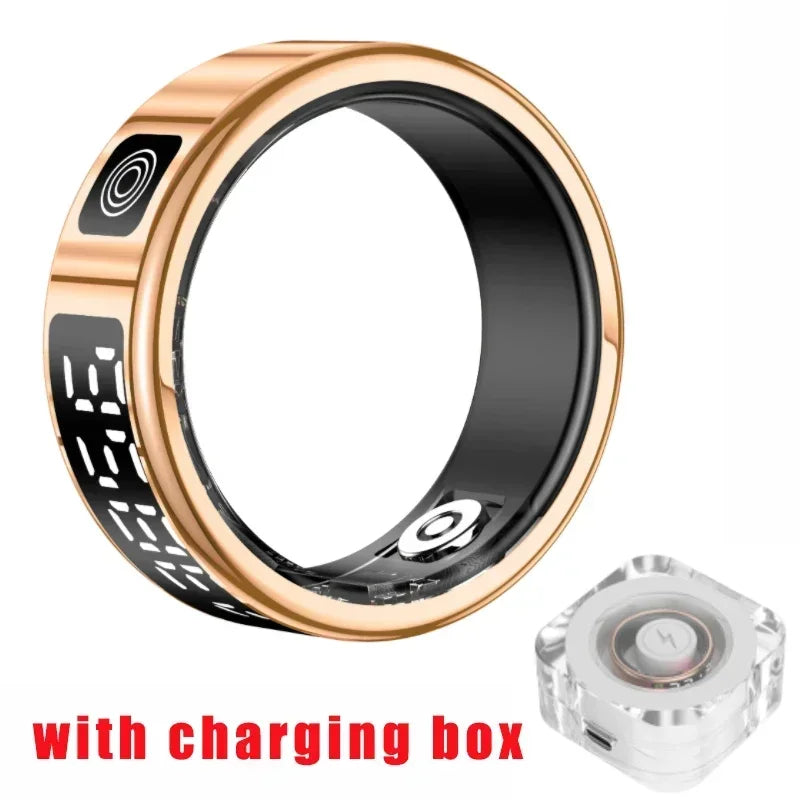 Smart Ring with Charging Case – 5ATM Waterproof Fitness & Health Tracker with Heart Rate, SpO₂, Sleep Monitoring, and LCD Display