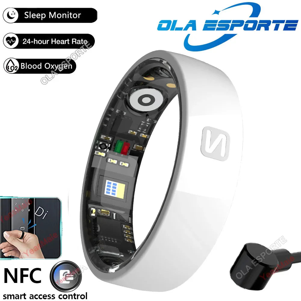 Smart Ring NFC Ring Health Fitness Tracker Ceramic Health Ring 2025 Sleep Tracking Heart Rate Blood Pressure with Charging Case