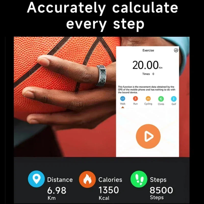 Smart Ring with Charging Case – 5ATM Waterproof Fitness & Health Tracker with Heart Rate, SpO₂, Sleep Monitoring, and LCD Display