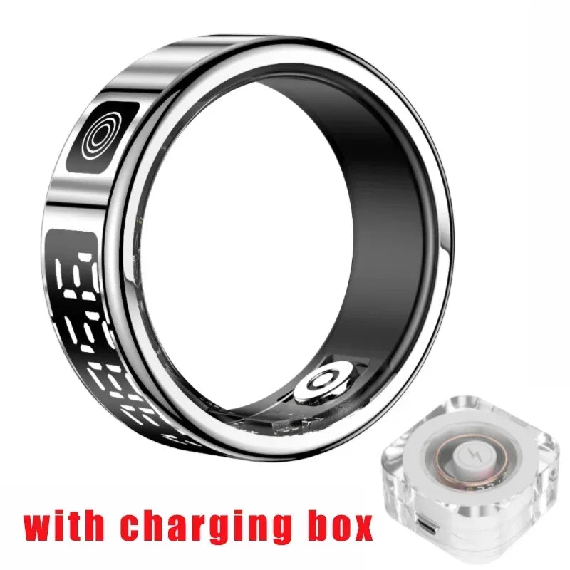 Smart Ring with Charging Case – 5ATM Waterproof Fitness & Health Tracker with Heart Rate, SpO₂, Sleep Monitoring, and LCD Display