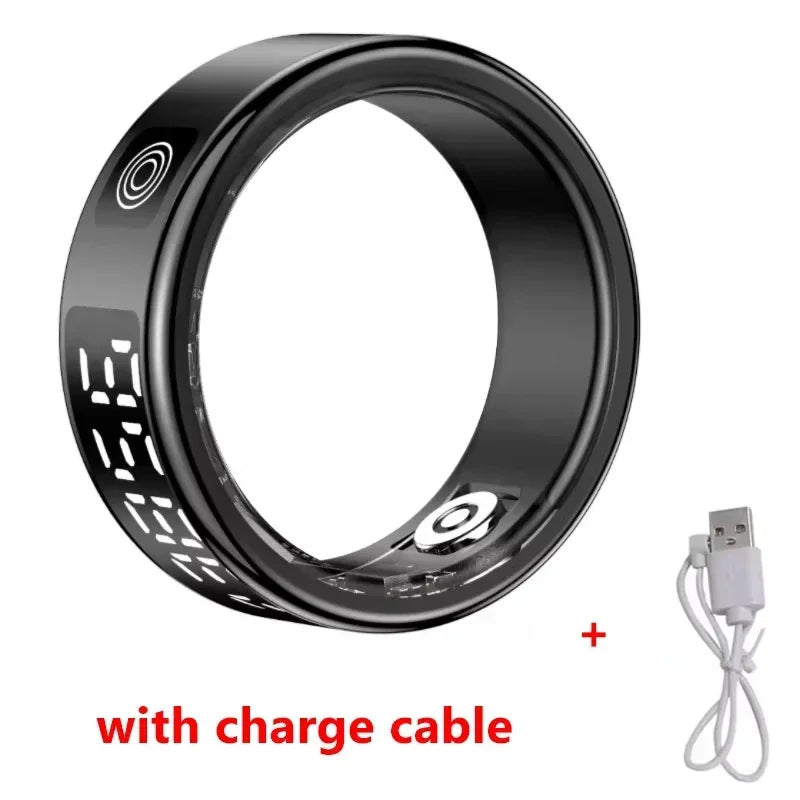 Smart Ring with Charging Case – 5ATM Waterproof Fitness & Health Tracker with Heart Rate, SpO₂, Sleep Monitoring, and LCD Display