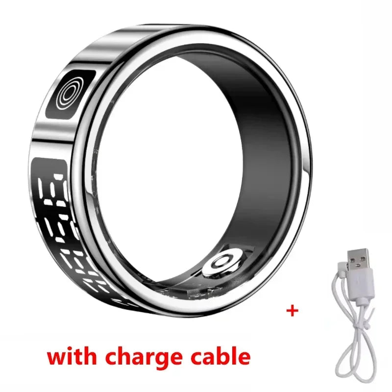 Smart Ring with Charging Case – 5ATM Waterproof Fitness & Health Tracker with Heart Rate, SpO₂, Sleep Monitoring, and LCD Display