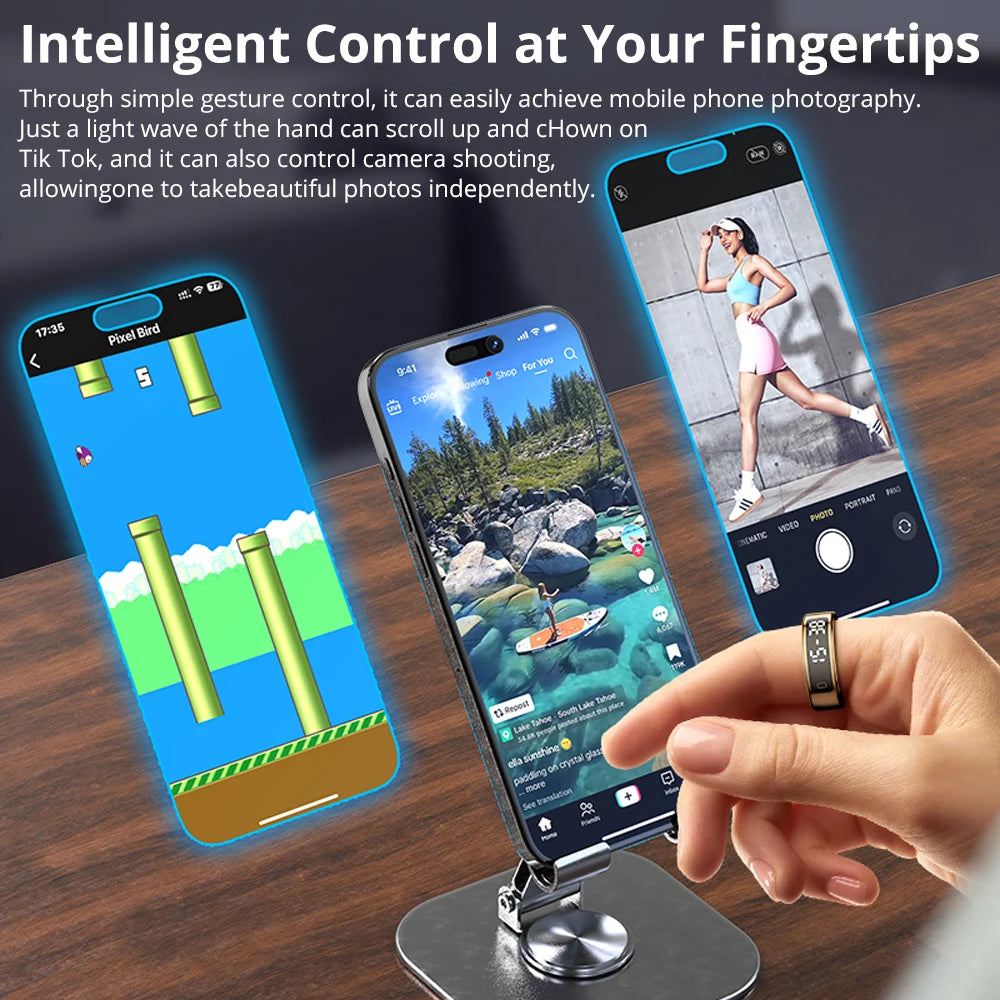 Qring R11 Smart Ring 2025 with Gesture Control Ring Man Waterproof Connected Remote Control Smartring Electric Touches Ring