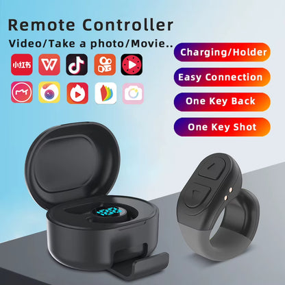 Tiktok Scrolling Ring Camera Remote Wireless Charging Case for Iphone Ipad Android Phones Easy Video Recording