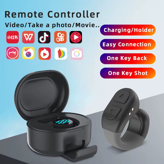 Tiktok Scrolling Ring Camera Remote Wireless Charging Case for Iphone Ipad Android Phones Easy Video Recording