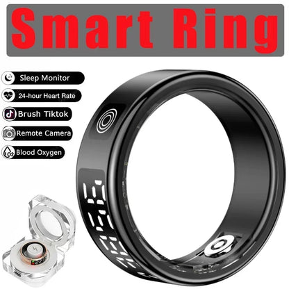 Smart Ring with Charging Case – 5ATM Waterproof Fitness & Health Tracker with Heart Rate, SpO₂, Sleep Monitoring, and LCD Display